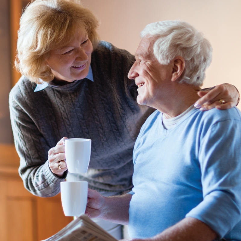 sharing a cup of coffee